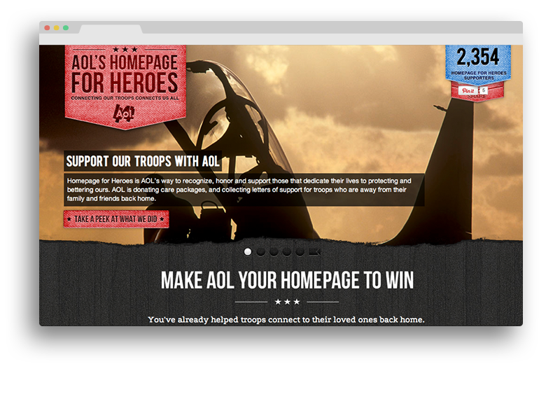 aol homepage for heroes screenshot